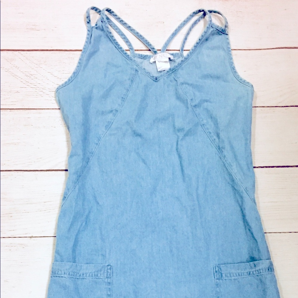 VENUS Light Blue Chambray Cotton Dress xs
